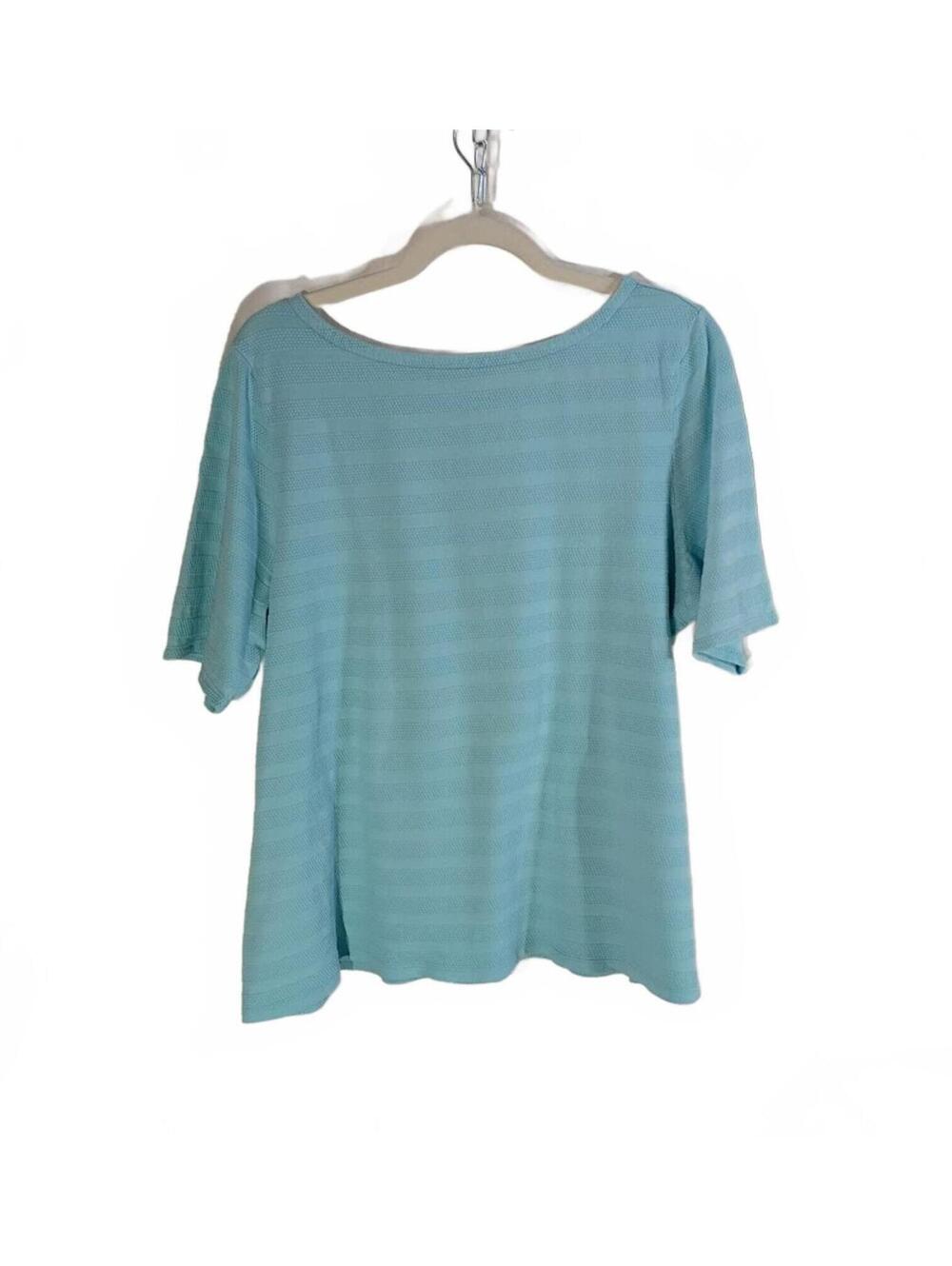 Charter Club Light Blue Short Sleeve Textured Top Plus Size 2X